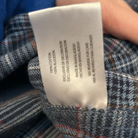 Eddie Bauer men’s blue plaid long sleeve flannel shirt size large - Picture 8 of 8